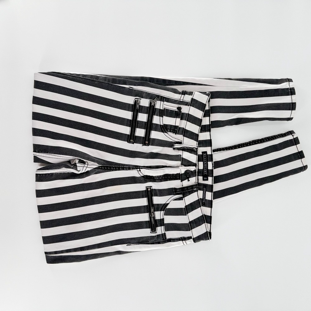 BLACKHEART Stingerette Striped Skinny Jeans Black White Punk Goth Size 5
